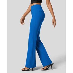 Halara Flex High Waisted Back Slight Flare Work Pants Sz XS Petite Black Side Po
